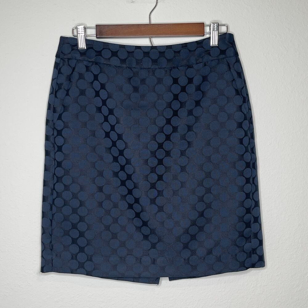 Banana Republic Navy Blue Polka Dot Pencil Skirt Size 4 Lined Career Workwear